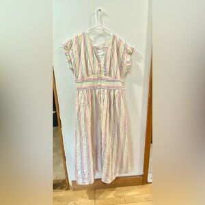 LOFT Striped Short Sleeve A-Line Maxi Dress | 36" Bust | Size M/8 Nautical